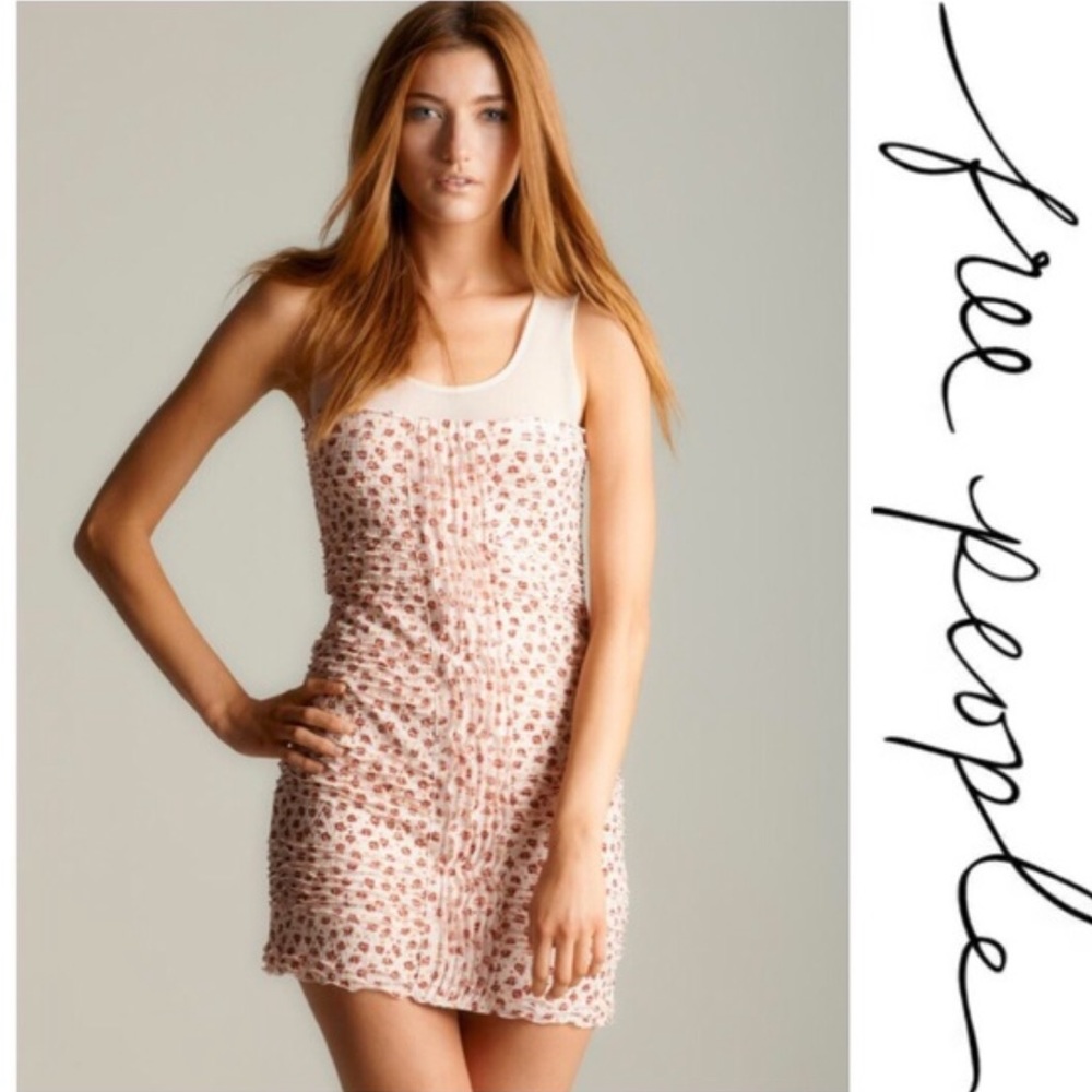 Free people floral ruffle “shimmy dress”